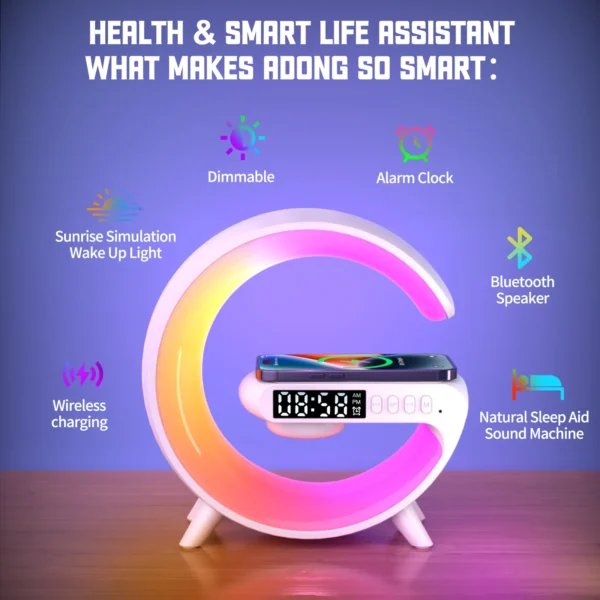 15W Multifunction Wireless Charger Pad Stand Speaker TF RGB Night Light Fast Charging Station for iPhone Samsung Xiaomi Huawei - Image 2