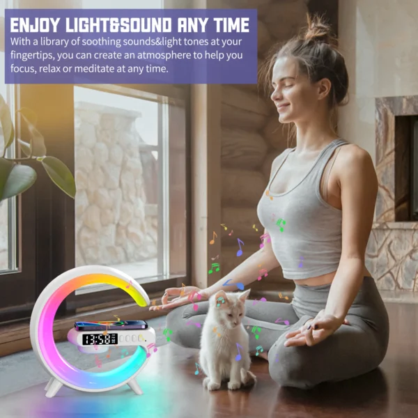 15W Multifunction Wireless Charger Pad Stand Speaker TF RGB Night Light Fast Charging Station for iPhone Samsung Xiaomi Huawei - Image 3