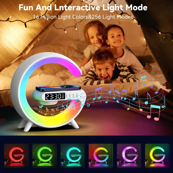 15W Multifunction Wireless Charger Pad Stand Speaker TF RGB Night Light Fast Charging Station for iPhone Samsung Xiaomi Huawei - Image 4
