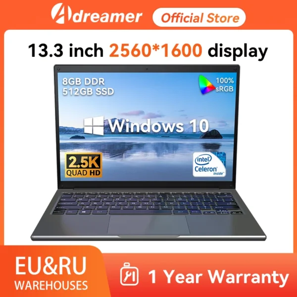 Adreamer LeoBook13 Laptop 13.3" Intel Celeron N4020 Notebook 8GB RAM 1TB SSD Cheap Computer 2560X1600 Resolution Office Study PC - Image 2