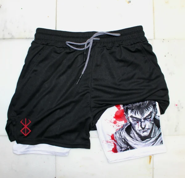 Anime Berserk Guts Men's Gym Shorts to Fitness 2 In 1 Quick Dry Performance Shorts Multiple Pockets Sports Short Pants Summer
