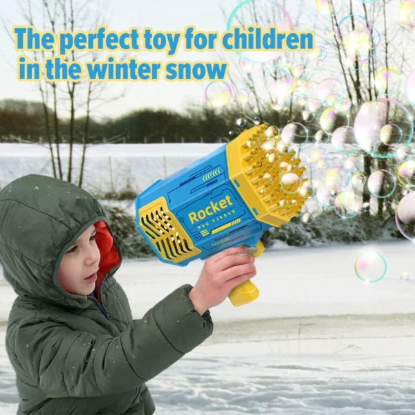 Bubble Gun Rocket 69 Holes Soap Bubbles Machine Christmas Gift Gun Shape Automatic Blower With Light Pomperos Toys For Kids XMAS - Image 2