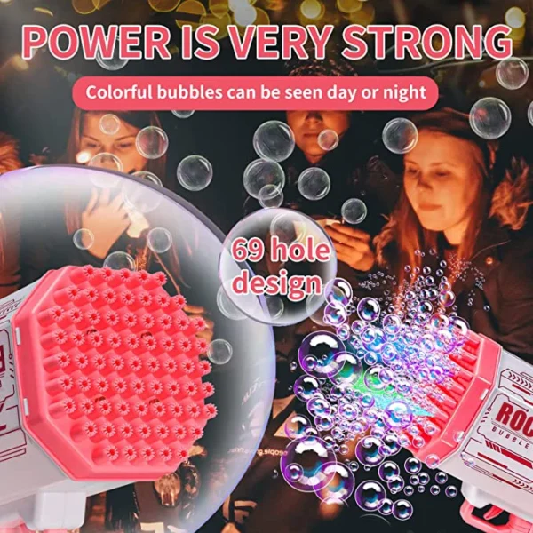 Bubble Gun Rocket 69 Holes Soap Bubbles Machine Christmas Gift Gun Shape Automatic Blower With Light Pomperos Toys For Kids XMAS - Image 5
