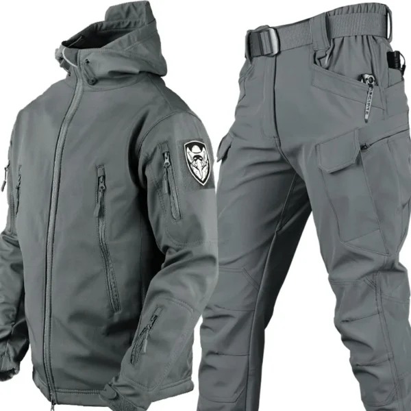 Men's Thick Soft Shell Winter Military Work Sharkskin Storm Jacket Velvet Hiking Clothing Fishing Two Piece Set Tracksuits - Image 5
