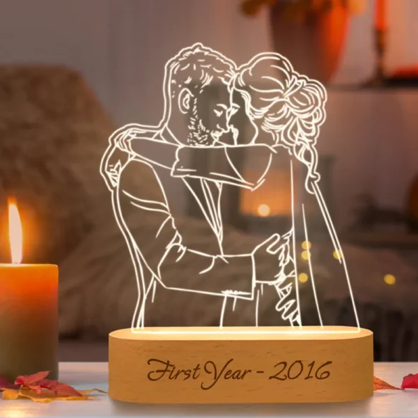 Personalized Gift Photo 3D Lamp Customized Wedding Anniversary Valentines Day Gift Night Light Picture Text Engraving Gift - Image 2