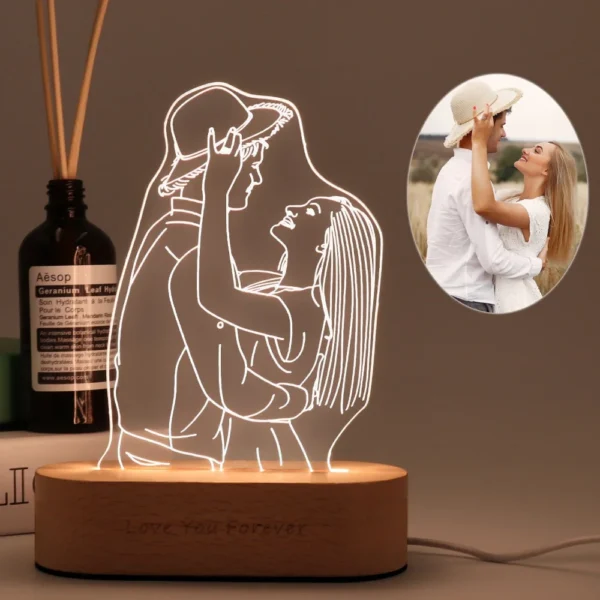 Personalized Gift Photo 3D Lamp Customized Wedding Anniversary Valentines Day Gift Night Light Picture Text Engraving Gift - Image 6