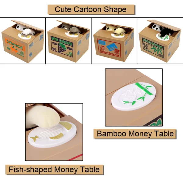 Piggy Banks Automated Panda Cat Steal Coin Bank Hot Sale Cute Money Saving Box Kids Gift - Image 4