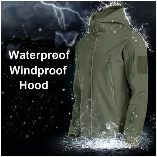 Winter Autumn Tracksuits Set Men Army SoftShell Tactical Waterproof Jackets Fishing Hiking Camping Climbing Fleece Jacket Hooded - Image 2