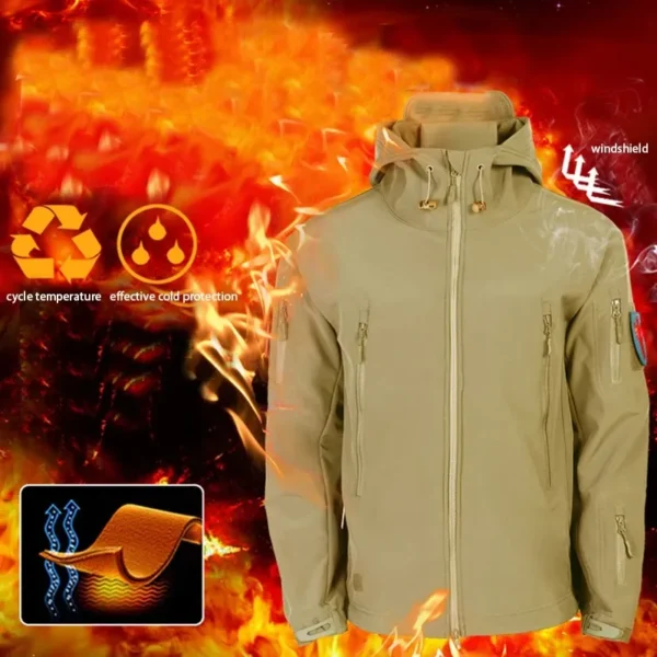 Winter Autumn Tracksuits Set Men Army SoftShell Tactical Waterproof Jackets Fishing Hiking Camping Climbing Fleece Jacket Hooded - Image 4
