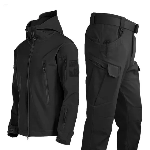 Winter Autumn Tracksuits Set Men Army SoftShell Tactical Waterproof Jackets Fishing Hiking Camping Climbing Fleece Jacket Hooded