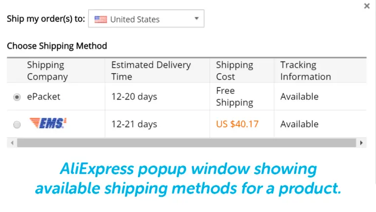 AliExpress Shipping Methods