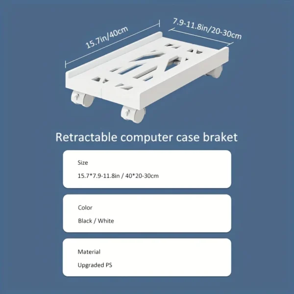Adjustable Mobile CPU Stand, Ventilated Computer Tower Stand PC Tower Stand with 4 Caster Wheels Fits Most PC, Under Desk Holder - Image 4