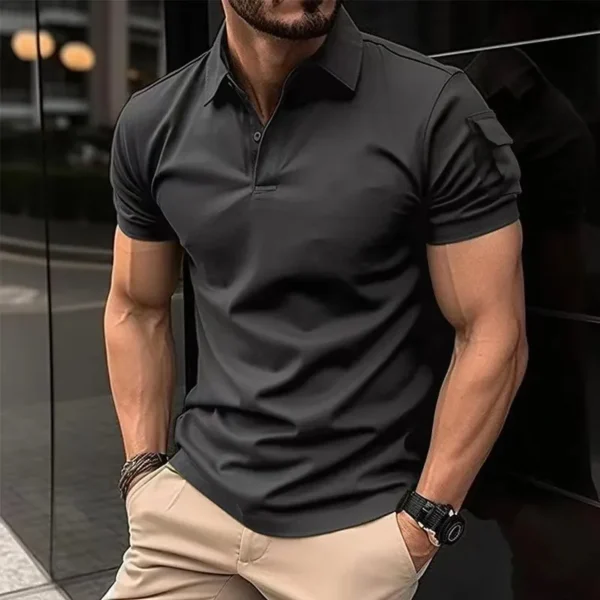 Summer New Men's Casual Short-Sleeved Polo Shirt Office Fashion Rowan Collar T-Shirt Men's Breathable Polo Shirt Men's Clothing - Image 3