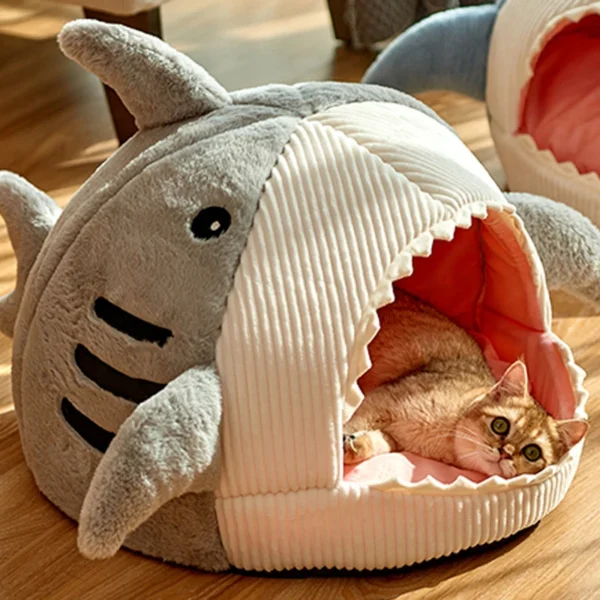 Enclosed Warm Cat Bed For Portable Pet Beds Sweet Kittens Basket Cushion Cat Pillow Mat Tent Puppy Nest Cave Cats House Goods - Image 3