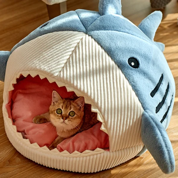 Enclosed Warm Cat Bed For Portable Pet Beds Sweet Kittens Basket Cushion Cat Pillow Mat Tent Puppy Nest Cave Cats House Goods - Image 4
