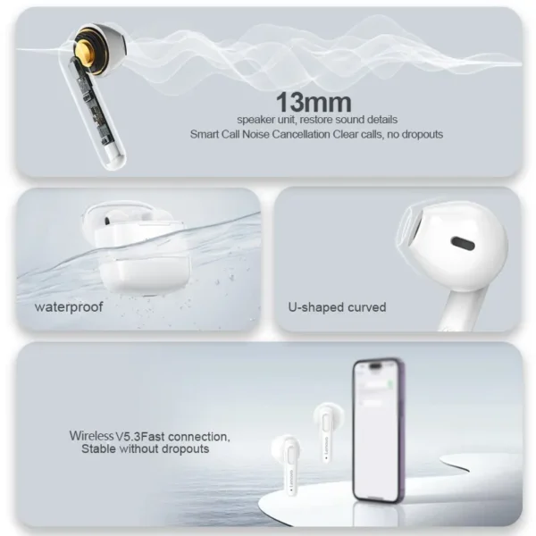 Lenovo XT98 Wireless Headphones,Touch Control HiFi Stereo Sound,13mm Speaker Unit,48 Hours Of Long Battery Life,Super Long Endur - Image 2