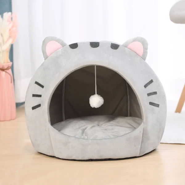 Super Cat Bed Warm Pet House Kitten Cave Cushion Cat House Warm Sleeping Dog Basket Tent Small Dog Mat Supplies Bed For Cats - Image 2