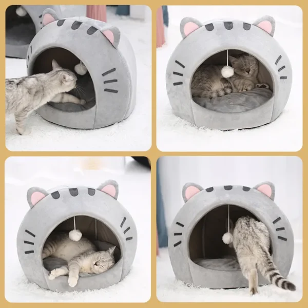 Super Cat Bed Warm Pet House Kitten Cave Cushion Cat House Warm Sleeping Dog Basket Tent Small Dog Mat Supplies Bed For Cats - Image 4