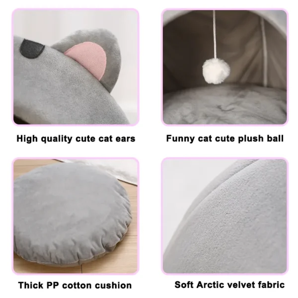 Super Cat Bed Warm Pet House Kitten Cave Cushion Cat House Warm Sleeping Dog Basket Tent Small Dog Mat Supplies Bed For Cats - Image 5