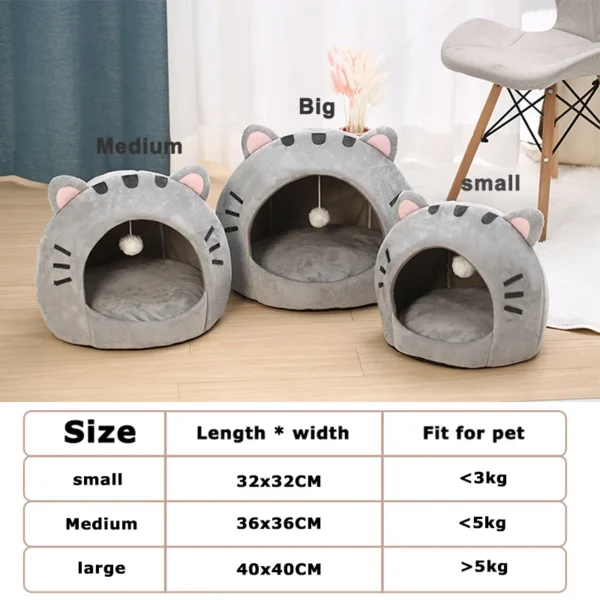 Super Cat Bed Warm Pet House Kitten Cave Cushion Cat House Warm Sleeping Dog Basket Tent Small Dog Mat Supplies Bed For Cats - Image 6