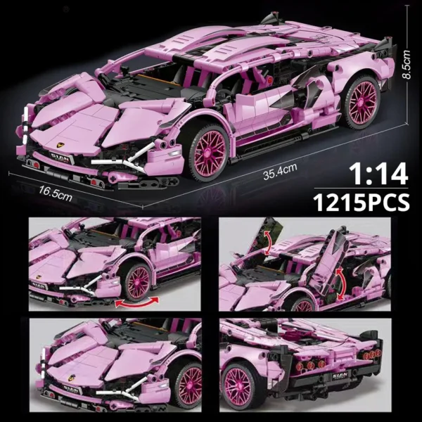 ToylinX 1:14 Building Blocks Car MOC City Speed Car Luxury Auto Racing Vehicle with Super Racers Bricks Toys for Children Gift - Image 3
