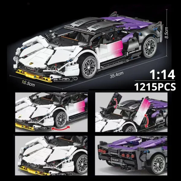 ToylinX 1:14 Building Blocks Car MOC City Speed Car Luxury Auto Racing Vehicle with Super Racers Bricks Toys for Children Gift - Image 4