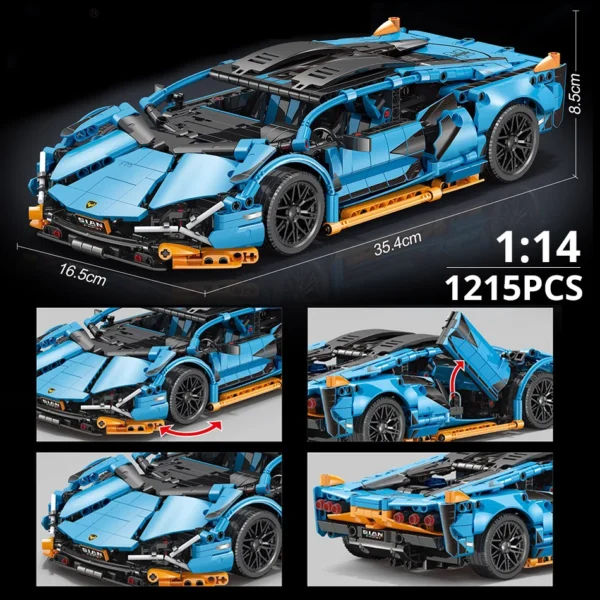 ToylinX 1:14 Building Blocks Car MOC City Speed Car Luxury Auto Racing Vehicle with Super Racers Bricks Toys for Children Gift - Image 5