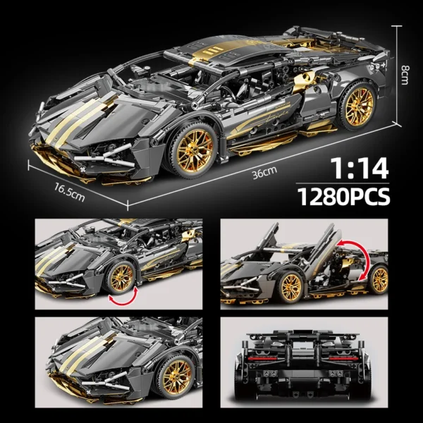 ToylinX 1:14 Building Blocks Car MOC City Speed Car Luxury Auto Racing Vehicle with Super Racers Bricks Toys for Children Gift - Image 6